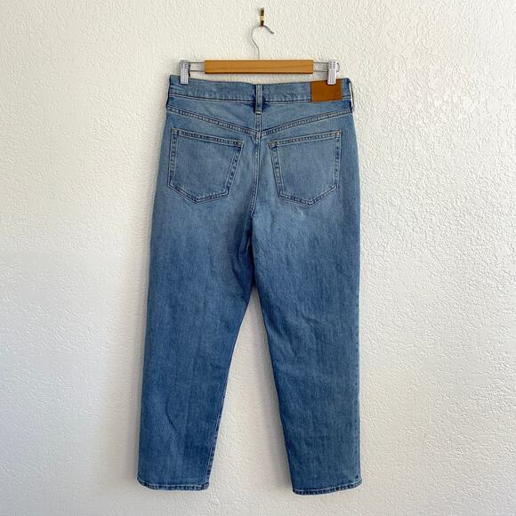 J.Crew Classic Straight Jeans High Rise Organic Cotton Distressed Blue Denim 27 - Picture 3 of 9